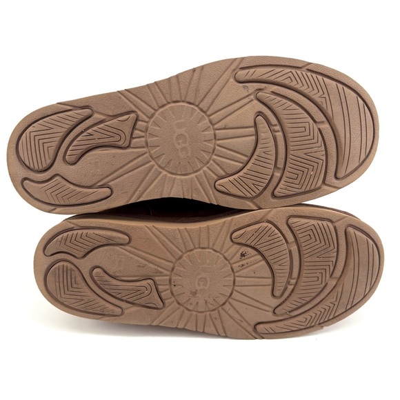 UGG | Becket Leather & Shearling Mid Calf Buckled Boots in Chestnut | Sz 9 - Picture 13 of 14